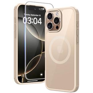 TAURI 3 in 1 for iPhone 16 Pro Case, Compatible with MagSafe [Not-Yellowing] with 2X Screen Protectors, Military-Grade Protection, Slim Magnetic Case for 16 Pro 6.3", Desert