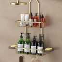 Shower Caddy Hanging, Shower Organizer Hanging, Aluminum Shower Racks for Inside Shower with Hooks for Razor, Never Rust Bathroom Organizers and Storage with Soap Holder, Gold