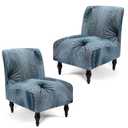 Liykimt Armless Accent Chair Cover ( Blue/ Leavcs, 2)