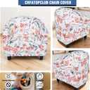 Club Chair Slipcover Printed 2 Piece Round Barrel Chair Cover Tub Armchair Covers with Elastic Bottom Chair Coverings Furniture Protector for Bar Counter (White+red Flower)