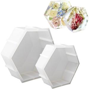 2Pcs Large Silicone Molds for Resin 9 inch 7inch Hexagon Silicone Molds, Hexagon Deep Resin Mold for Epoxy Resin, Silicone Molds for Flowers Bouquet Preservation