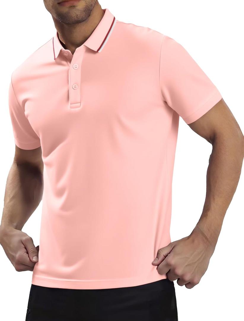 MagnaMan Slim Fit Short Sleeve Polo Shirts for Men - Cotton, Business Casual Stretch Shirt, Breathable Golf & Office Wear (M)