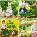 HyDren 18 Set Easter Carrots Yard Decor with Digging Bunny Fade Resistant DIY Fake Ferns Carrots Yard Stake Easter Garden Decor Outdoor Lawn Sign for Spring Home Lawn Garden Decoration Party Supplies