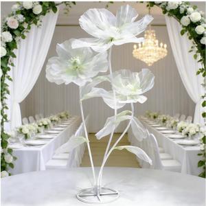 3Pcs 5.5ft Giant Flower Decoration with Stand Base Artificial Silk Gauze Flower Decoration for Wedding Outdoor Party Birthday Home Garden Backdrop Decorations