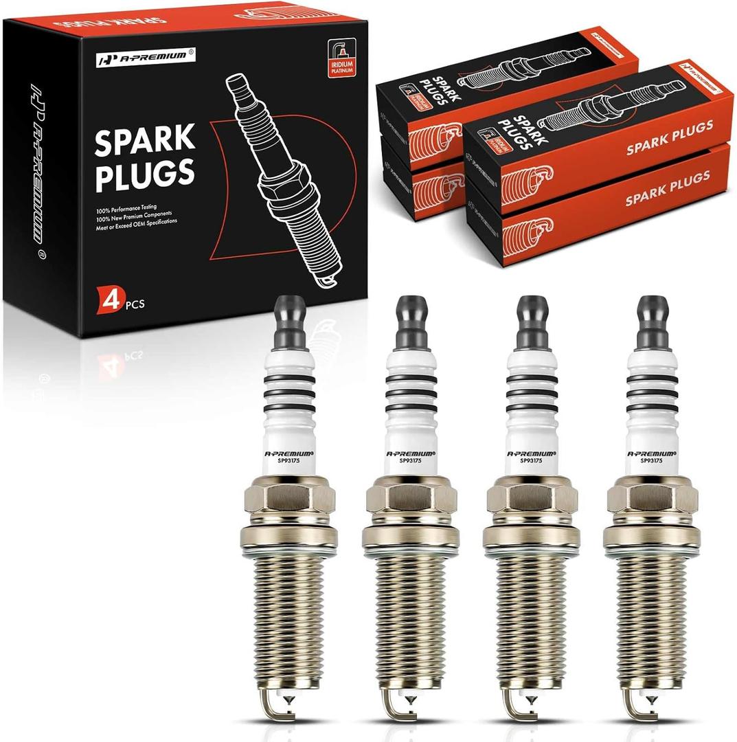 A-Premium Iridium Platinum Spark Plugs Compatible with Honda CR-V, Civic, Accord, Crosstour & Hyundai Elantra, Elantra Coupe/GT, Sonata, Santa Fe, Santa Fe Sport, Tucson, Venue & Kia Soul, Pack of 4