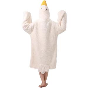Goose Blanket Hoodie Onesie Adult & Kid,Oversized Warm Duck Wearable Hoodie Blanket with Sleeves,Cozy Sleeping Bag (Small, White)