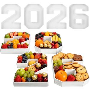 2026 Charcuterie Number Boxes Set, 14.2 x 11.2 inch Large Fillable Number Charcuterie Boards, Deep Food Serving Tray for Graduation Party Birthday Celebration Dessert Snack Display Decorations