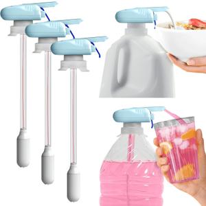 Magic Tap Automatic Drink Dispenser for Fridge, Teal (3 Pack), No Spill Milk Dispenser for Fridge, Automatic Milk Dispenser Pump for Gallon Jugs, Water & Juice, Fits Most Bottles, Batteries Required