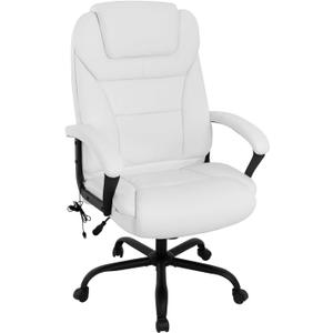 Big & Tall Office Chair 500lbs Capacity - Ergonomic High Back PU Leather Executive Massage Desk Chair with Wide Seat, Adjustable Lumbar Support & Armrests for Home Office Use, Beige