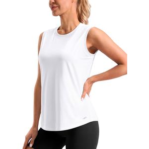 Viodia Women's Sleeveless Loose Fit Workout Tops Quick Dry Running Athletic Shirts High Neck Tennis Yoga Tank Tops for Women, L
