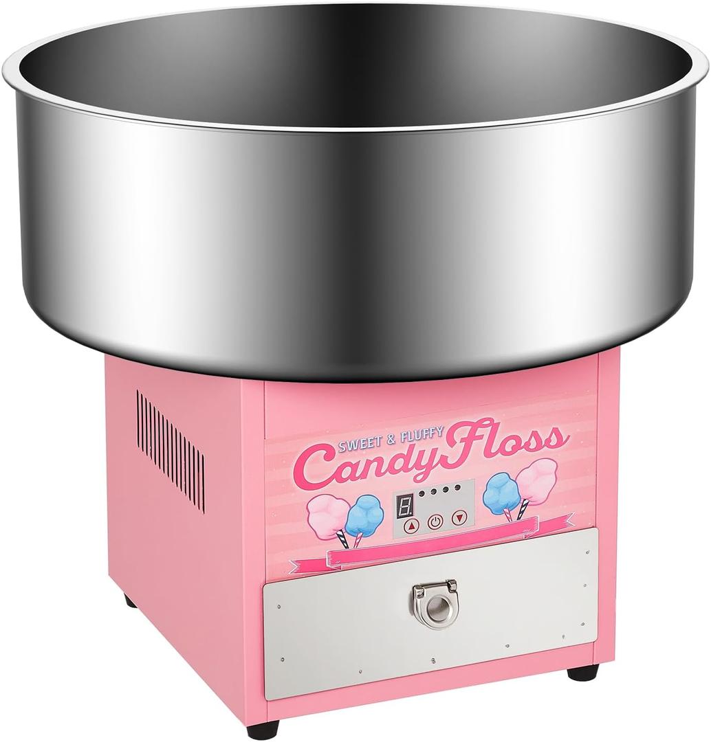 Electric Candy Cotton Maker Commercial Candy Cotton Machine for Kids with 20 Inch Stainless Steel Bowl Party Home Festival Pink