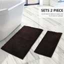 Bathroom Rugs Sets 2 Piece, Extra Soft Chenille Bath Mat Ultra Absorbent Bathroom Rug, Bathroom Mat with Sturdy PVC Non-Slip Bottom, Machine Washable Bath Rugs (20x32 Inch + 16x24 Inch, Coffee)