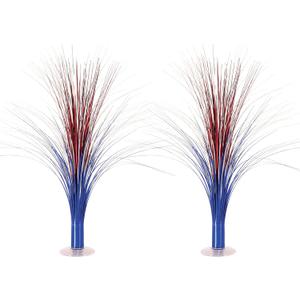 Beistle 2-Pack Plastic Metallic Spray Centerpieces in Red, Silver, & Blue, Patriotic Party Decorations for 4th of July, Memorial Day, American Party Supplies, 19"