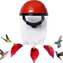 2025 Upgraded Hummingbird Feeder Helmet | Wearable Hummingbird Mask Feeder with Anti-Fog Lens & Bionic Flower | Adjustable for Adults & Teens Lightweight PVC Red
