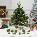 48 Pcs Green Velvet Christmas Ornaments Set, Assorted Flocked Christmas Baubles Decorations, Shatterproof Christmas Balls Hanging Decor for Xmas Tree/Home/Party/Holiday (Green)