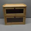 Sunhoo Bread Box for Kitchen Countertop Wooden Bread Storage Container Bin 2 Layer Breadbox Holder Large Capacity Keeper Vintage Farmhouse Food Organizer Pantry Shelf Acrylic WindowWood color (Yellow)