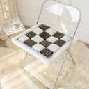 Funny Pet Couch Covers for Sofa Plush Checker Plaid Sofa Covers for Pets Washable 3 Cushion Couch Sofa Mat Friendly (Cream Black, 60x60 cm/23.6x23.6 in)