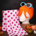 3pcs Halloween Costumes Accessories Include Orange Wig Red Polka Dot Scarf Blue Frame Sunglasses Lightweight Long Silk Scarf for Funny Movie Costume Accessories