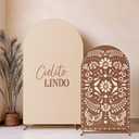 Mindsoft 2 Pcs Cielito Lindo Arch Backdrop Cover 6ft and 7.2ft Spandex Stand Cover for Mexican Baby Show Birthday Wedding Bridal Shower Party Decorations, Brown, 2.6 x 6 ft and 4 x 7.2 ft