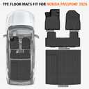 Floor Mats & Trunk Mat Custom Fit for 2026 Honda Passport RTL/TrailSport, All Weather Protection TPE Rubber Floor Liners Anti-Slip Cargo Mat Honda Passport Mats Waterproof 2026 Passport Accessories