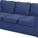 Premium Heavy Cotton Ektorp 3 Seat Sofa Cover Replacement Compatible with IKEA Ektorp Three Sofa Slipcover (Deep Blue)