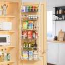 Delamu Over the Door Pantry Organizer, 6Tier Pantry Organizers and Storage, Metal Cabinet Door Organizer, Hanging Spice Rack Shelves for Home & Kitchen, D5 x W18 x H50 inch, White