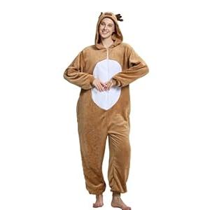 ANMIBOBU Unisex Adult Onesie Pajamas Animal Cosplay Halloween Costume One Piece Plush Sleepwear Homewear(Yellow-XL)
