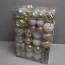 99PCS Christmas Tree Balls Ornaments Set with Topper, Champagne+White Shatterproof Hanging Christmas Tree Decorations