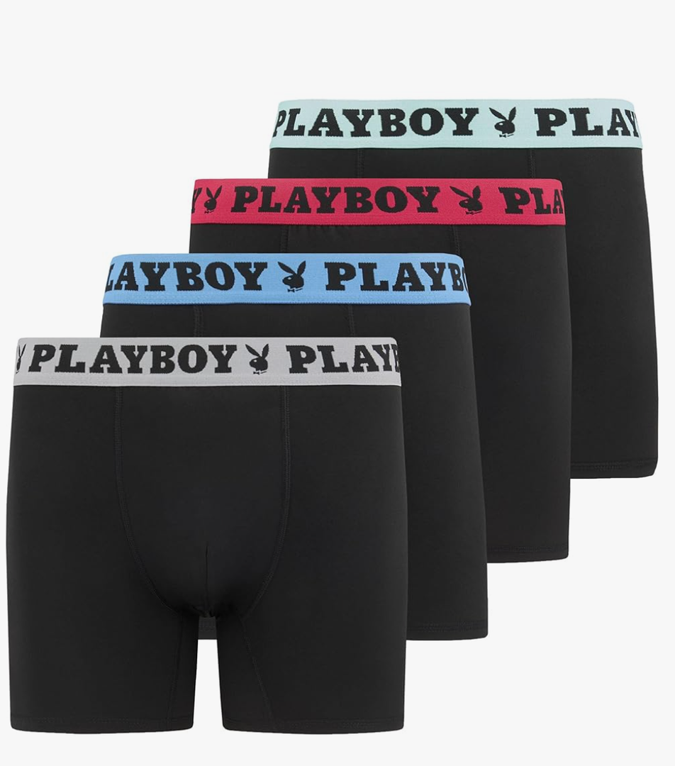 Playboy Mens Underwear 4 Pack Boxers for Men Gifts for Men Boxer Briefs, Size M