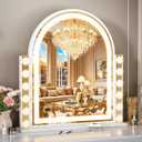 FENCHILIN Arch Vanity Mirror with Light 23.4"x22.4" Arched Makeup Mirror Lighted Hollywood Mirror with 12 Dimmable Bulbs and Light Strip with Smart Control 3 Color Modes White