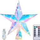 Christmas Tree Star Topper 11.8" PET Christmas Tree Topper Lighted with Remote Multicolour 20LED Lighted Treetop Decorate for Xmas Decorations Ornaments Holiday Party Indoor Decor