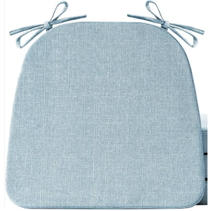 IASEAHK Chair Cushions for Dining Chairs Set of 2, Non Slip Kitchen Chair Pads, 17" x 16" x 2", Indoor Dining Chair Cushions with Ties, D-Shaped Seat Cushions for Kitchen Chairs, Light Blue