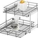 2 Tier Pull Out Cabinet Organizer - 20" W x 22" D Soft Close Slide Out Shelves with Shelf Liners - Pullout Drawers for Kitchen Cabinets, Pantry, Bathroom, Heavy Duty Steel Wire Baskets