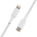 Belkin BoostCharge Nylon Braided USB C to Lightning Cable 6.6ft/2M - MFi Certified 18W Power Delivery iPhone Charger Cord - Apple Charger USB C Cable - Fast Charging for iPhone 14, iPhone 13 - White