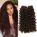 Crochet Human Hair Dark Brown Deep Wavy Curly Human Hair Crochet Extensions 120g Invisible Micro Loop Kontless Human Crochet Hair for Black Women 4# 18Inch 100 Strands(18Inch Brown)