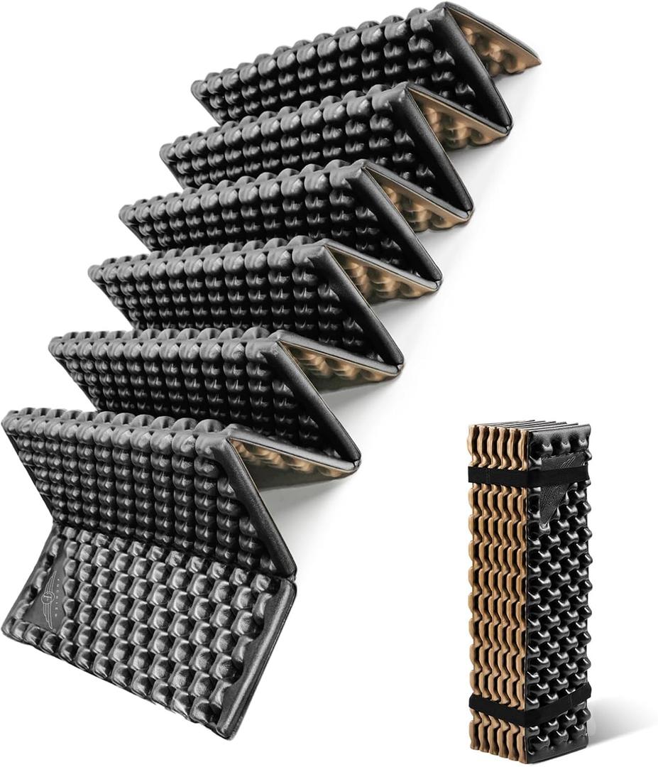 Foam Camping Pads for Hiking, Ultralight Closed Cell Mattress, Waterproof Soft Mat for Adults, Wide Picnic Yoga Mats, Folding Sleeping Pad for Outdoor Backpacking (Black-1Pack)