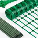 Temporary Fence, Snow Fence, 40" x50' Plastic Mesh Fence with 13-Pack 4FT Steel Stake, Portable Garden Fencing Safety Netting for Outdoor Backyard, Animals Barrier Set for Dog Deer, Green