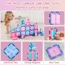 Unicorn Magnetic Tiles 49pcs Magical Unicorn Toys for Girls Aged 4-8, Magnetic Building Blocks, STEM Construction Toy with 4 Unicorn Dolls and Dragon, Diamond 3D Educational Gift for Girls & Boys