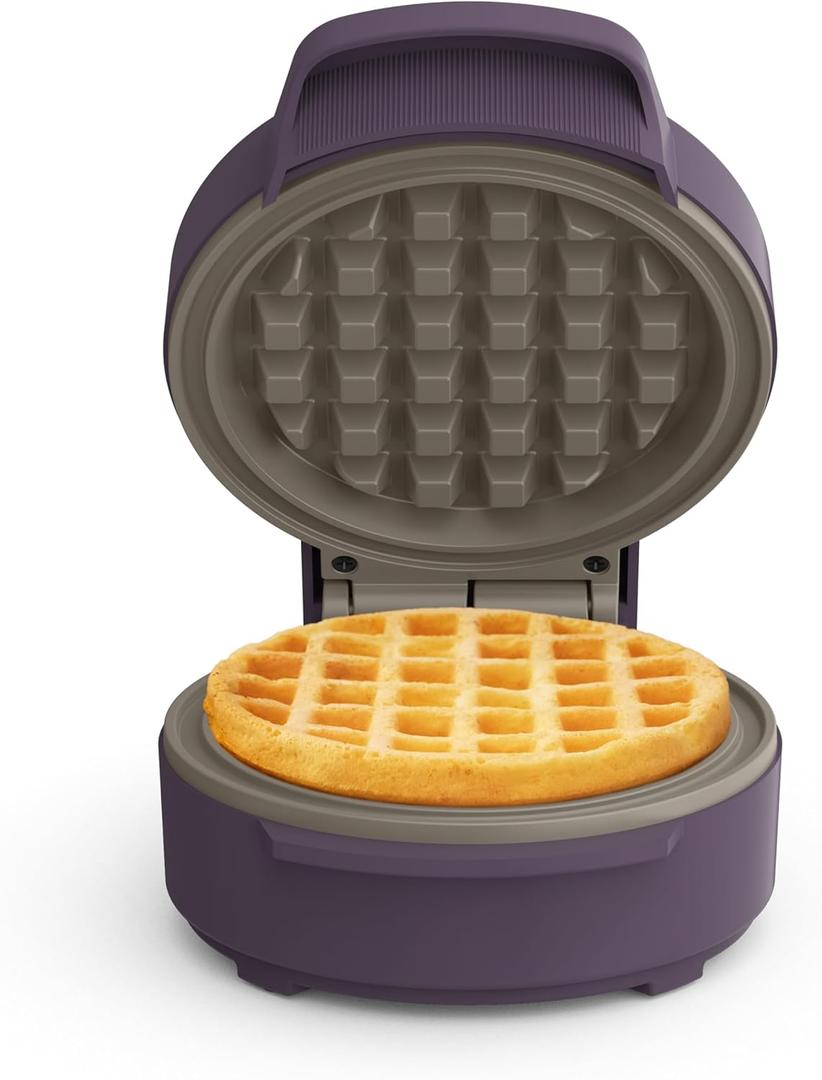 bella Snack-n-Store Mini Waffle Maker, EverGood Ceramic Nonstick Coating, Cord Wrap, Ready Indicator Light & Cool Touch Handles, Stackable Design & Customizable Plates, 350 Watt, Plum