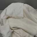 Simple&Opulence 100% Linen Throw Blanket 55x75 inches, Farmhouse Boho Tassel Blanket for Couch, Bed, Sofa, Breathable Natural Cozy Décor, White ﻿