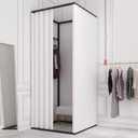 Clothing Store Fitting Room, Portable Changing Room with Shading Curtain Used in Office, Mall, Boutique, Home, Movable Temporary Mobile Privacy Protection (White, 47x47x79 inches)