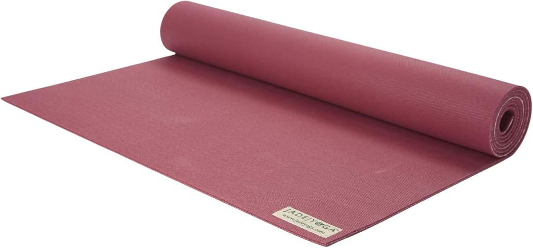 JadeYoga Harmony Yoga Mat - Durable & Thick Gym Fitness Mat, Non-Slip Natural Rubber Yoga Mat - Home Exercise & Stretching Mat, Workout Mat - Yoga, Pilates & Meditation for Women & Men (Raspberry, 68")