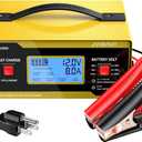 AUTOUTLET Upgraded 6/8/12/14/16/24V Battery Charger Automotive Smart Car Battery Charger and Trickle Maintainer 0-14A Fully Automatic with Cable Clamps