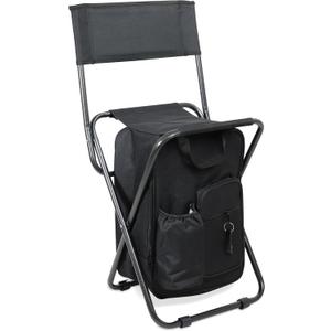 Get Out! Folding Ice Fishing Chair with Cooler for 225 lbs - Portable Backpack Cooler Chair - Ice Chest Backpack Chair with Back Rest for Camping, Fishing, Hunting, Tailgating, Picnics Lunchbox Stool
