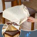 Genina Dining Chair Covers Set of 4, Waterproof PU Leather Dining Seat Covers Stretch Wipeable Dining Room Seat Cover Kitchen Chair Slipcover Protector(Rear-Covered Design, Cream)