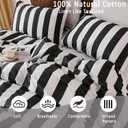 Merryword Black and White Striped Comforter Set King Size, 100% Cotton Reversible Comforter Set 3 Pcs, Luxury Linen Like Bedding, Soft Breathable Lightweight Comforter for All Seasons