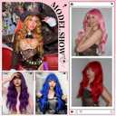 NOSTALGIA Pink Wig With Bangs Hot Pink Wigs for Women 26nch Heat Resistant Synthetic Hair, Natural Curly Synthetic Wig for Party Cosplay Daily Use