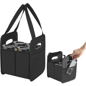 Foyego 4 Cup Drink Carrier with Handle, Reusable Cup Carriers for Drinks, Portable Foldable Insulated Coffee Cup Drink Holder for Delivery and Caddy