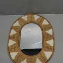 Briful Bohomain Wall Mirror Oval Decorative Mirror Seagrass Wall-Mounted Mirror Farmhouse Home Dcor, Hanging Wall Art for Living Room Bedroom Dining Room, Size-16.54''x12.6'' (Brown and White)