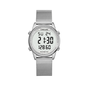 Women's Step Counter Pedometer Watch with Stainless Steel Bracelet, Stylish Design, No App, No Charging Needed for Step, Calorie, Distance, Alarm, Countdown Timer，TU-2401